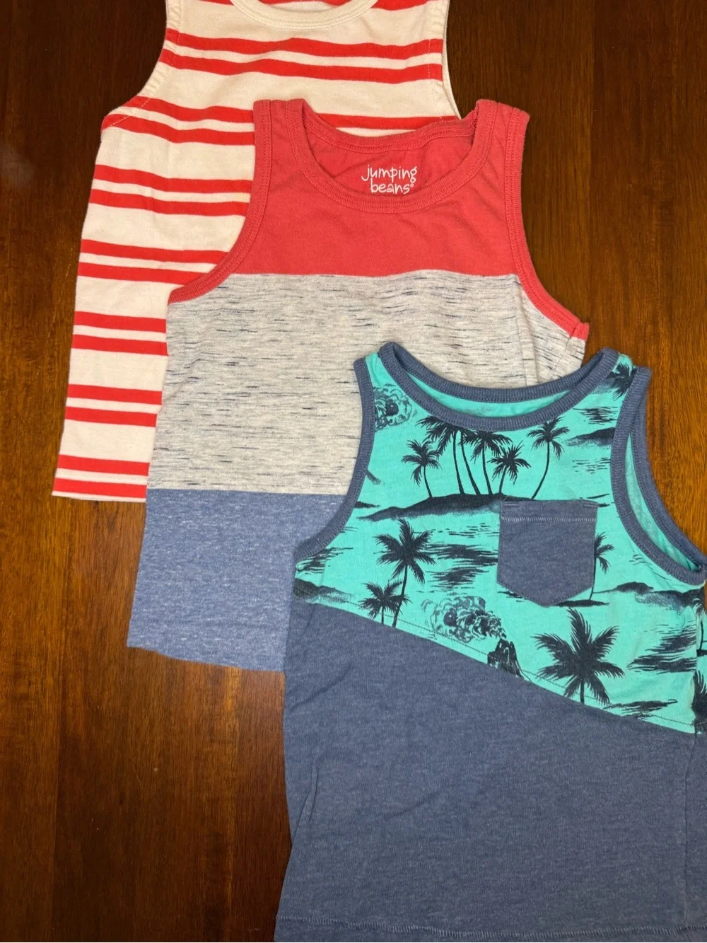 OshKosh B'gosh Boys 3-Pack Tank Tops - Coral, White, Teal, Navy